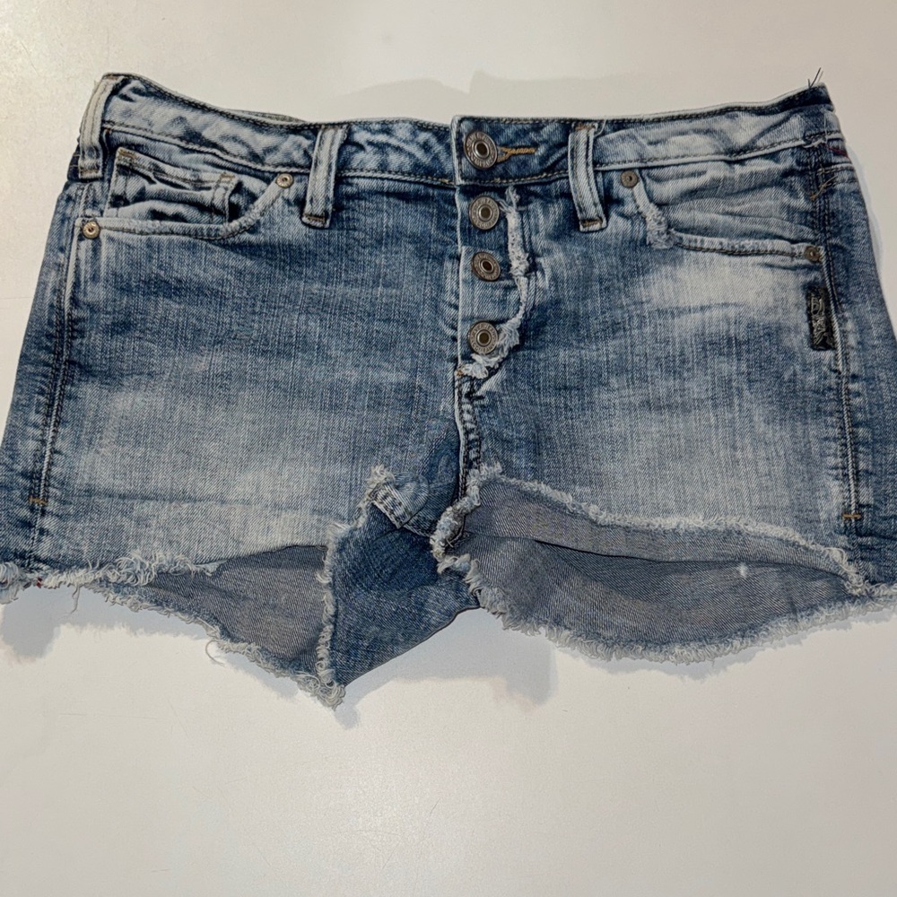 Silver Jeans Blue Distressed Boyfriend Mid Short Jean Shorts size‎ 29/L3